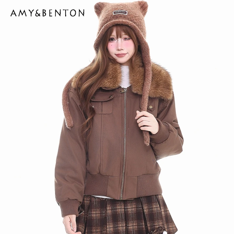 Vintage Design Cotton Keep Warm Women's Jacket 2025 Winter New Casual Loose Thickened Padded Fur Turn-down Collar Jackets Ladies
Vintage Design Cotton Keep Warm Women's Jacket 2025 Winter New Casual Loose Thickened Padded Fur Turn-down Collar Jackets Ladies