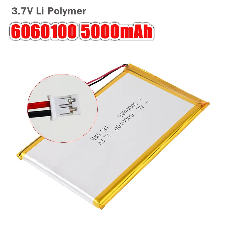 3.7V 5000mAh Li Polymer 6060100 Rechargebale Battery for PowerBank Smart Watch Beauty Instrument Bluetooth Audio Electronic Toys 
3.7V 5000mAh Li Polymer 6060100 Rechargebale Battery for PowerBank Smart Watch Beauty Instrument Bluetooth Audio Electronic Toys
