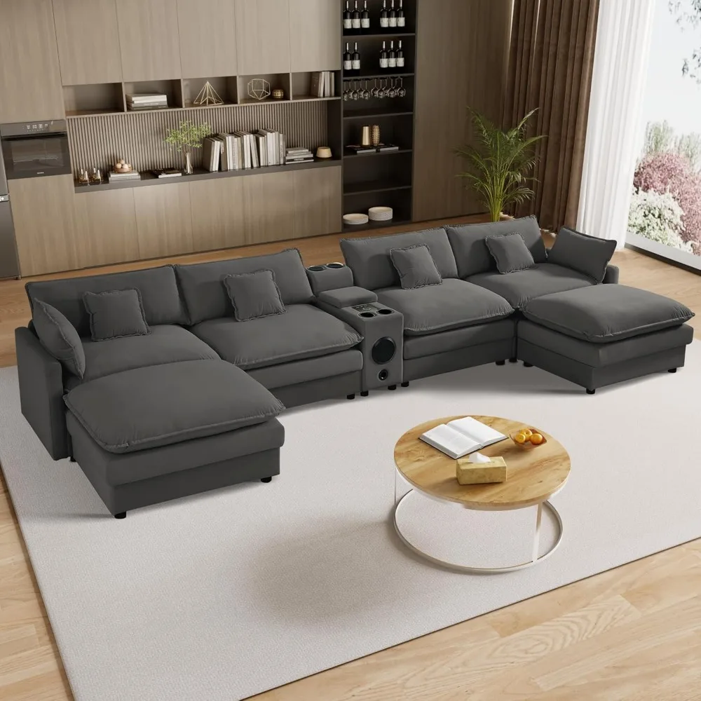 U Shaped Cloud Couch Sectional for Living Room, 162.6" Oversized Comfy Modular Sofa with Ottoman, Large Velvet Cloud Sofa with C
U Shaped Cloud Couch Sectional for Living Room, 162.6" Oversized Comfy Modular Sofa with Ottoman, Large Velvet Cloud Sofa with C