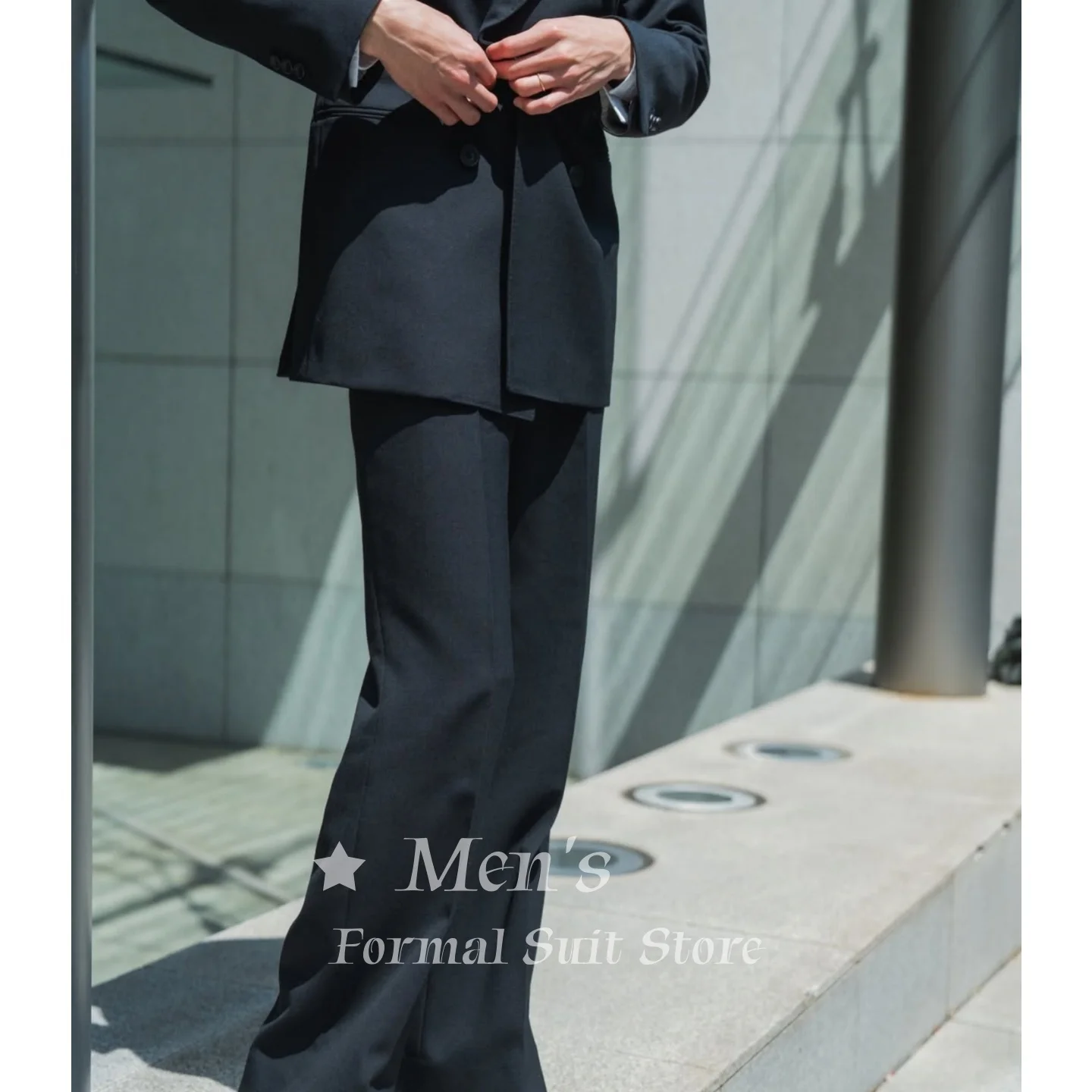 Mens Dark Navy 2 Piece Suit Double Breasted Peak Lapel Mid Length Blazer Wide Leg Pants Wedding Groom Prom Office Customized
Mens Dark Navy 2 Piece Suit Double Breasted Peak Lapel Mid Length Blazer Wide Leg Pants Wedding Groom Prom Office Customized