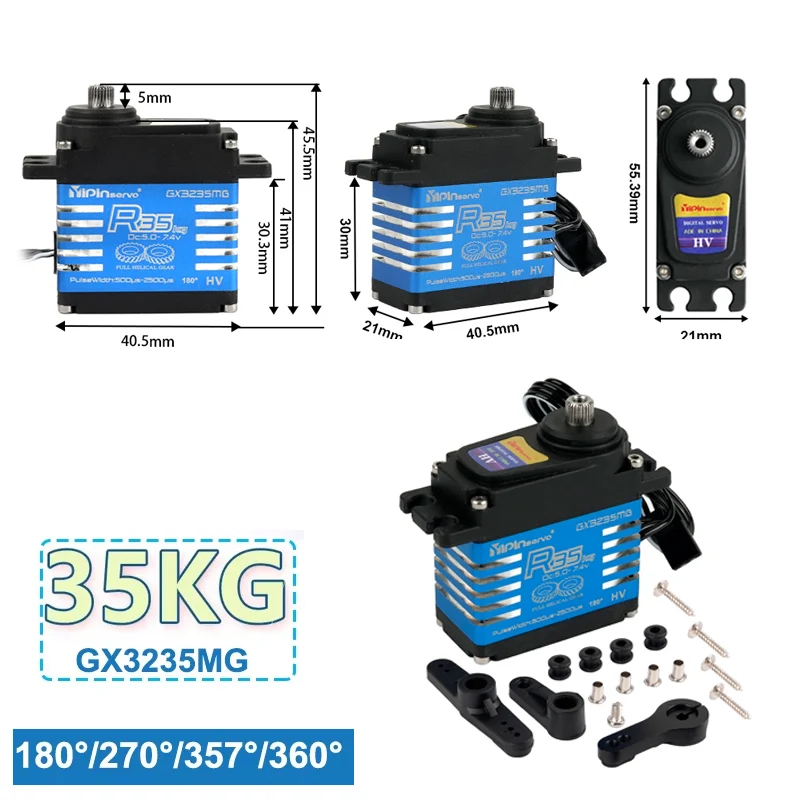 35 кг цифровой GX3235SMG сервопривод с высоким крутящим моментом 270/180/357/360 градусов мотор стальная шестерня сервоприводы DIY детали для радиоуправляемых моделей роботов/автомобилей игрушки
35 кг цифровой GX3235SMG сервопривод с высоким крутящим моментом 270/180/357/360 градусов мотор стальная шестерня сервоприводы DIY детали для радиоуправляемых моделей роботов/автомобилей игрушки