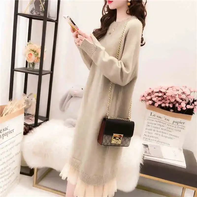 Women's Long Woman Dresses Vestido De Mujer Femme Robe Dress Women's Autumn and Winter Chiffon Stitching Sweater Dress
Women's Long Woman Dresses Vestido De Mujer Femme Robe Dress Women's Autumn and Winter Chiffon Stitching Sweater Dress