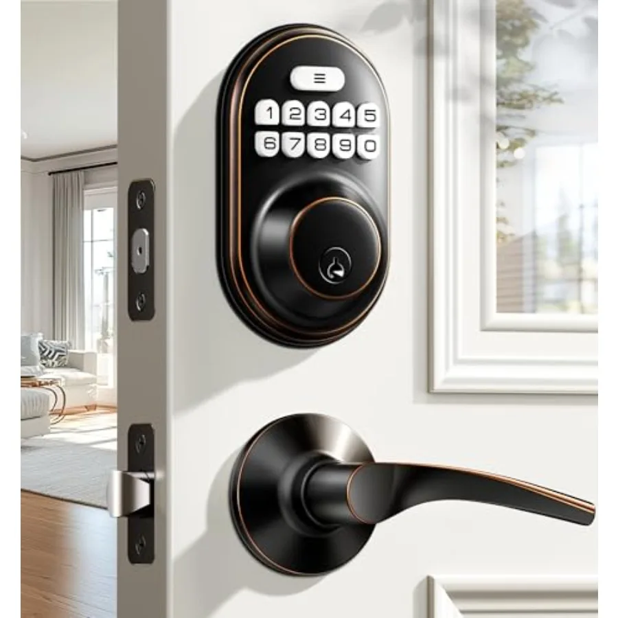 Keyless Entry Door Lock with 2 Lever Handles - Electronic Keypad Deadbolt, Auto Lock, Back Lit and Easy Installation Design, Fr
Keyless Entry Door Lock with 2 Lever Handles - Electronic Keypad Deadbolt, Auto Lock, Back Lit and Easy Installation Design, Fr