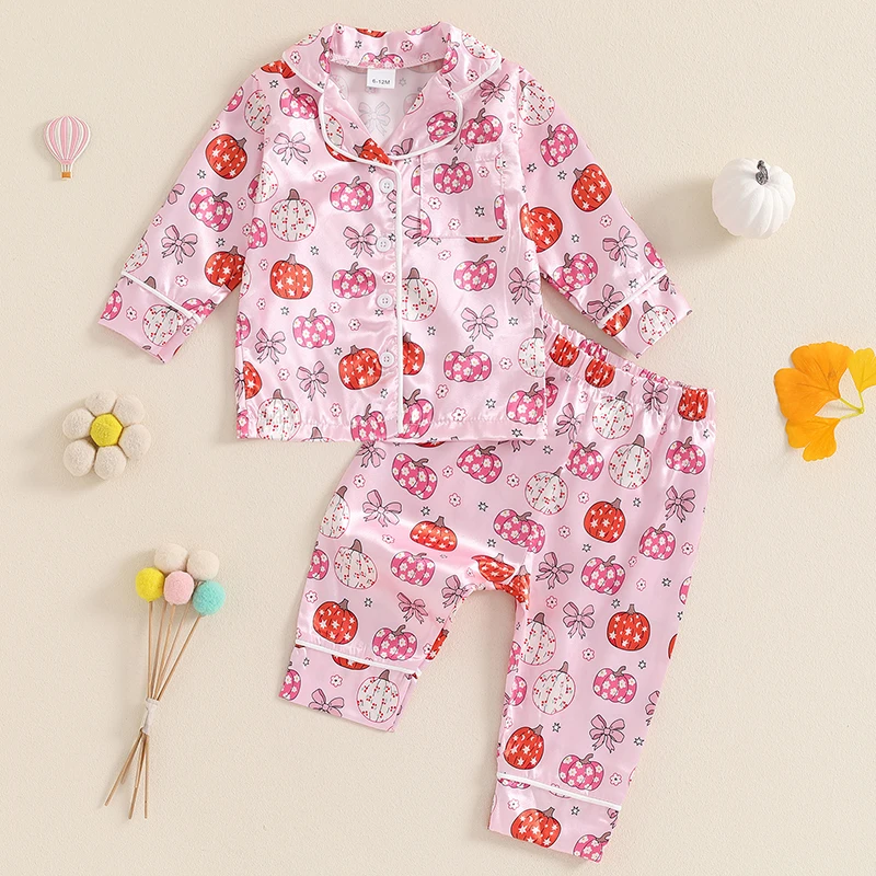 Suefunskry Girls Halloween Pajamas Set, Pumpkin/Ghost Print Long Sleeve Single-breasted Tops with Elastic Waist Pants Sleepwear
Suefunskry Girls Halloween Pajamas Set, Pumpkin/Ghost Print Long Sleeve Single-breasted Tops with Elastic Waist Pants Sleepwear