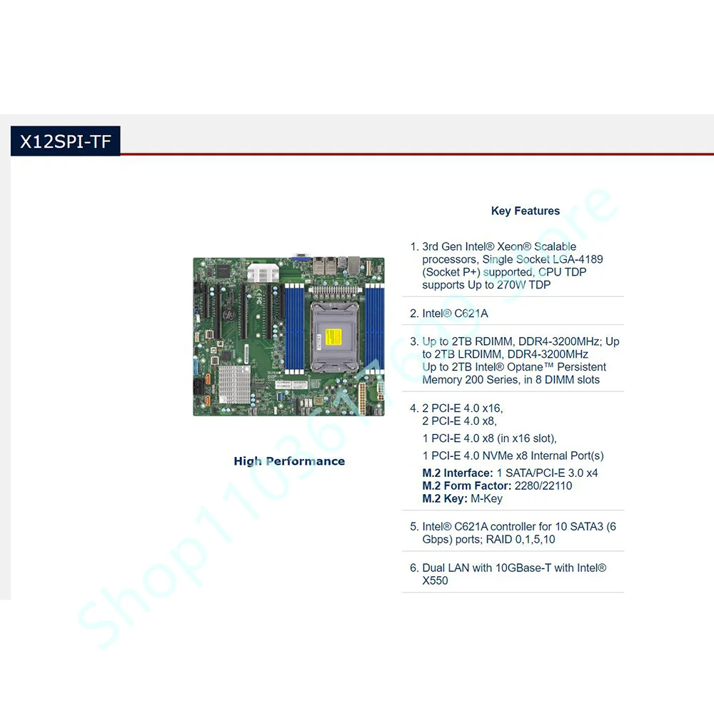 Server Motherboard For Supermicro MBD-X12SPI-TF-B LGA4189 ATX IPMI. M.2 C621A TPM VROC Support 8375 X12SPI-TF
Server Motherboard For Supermicro MBD-X12SPI-TF-B LGA4189 ATX IPMI. M.2 C621A TPM VROC Support 8375 X12SPI-TF