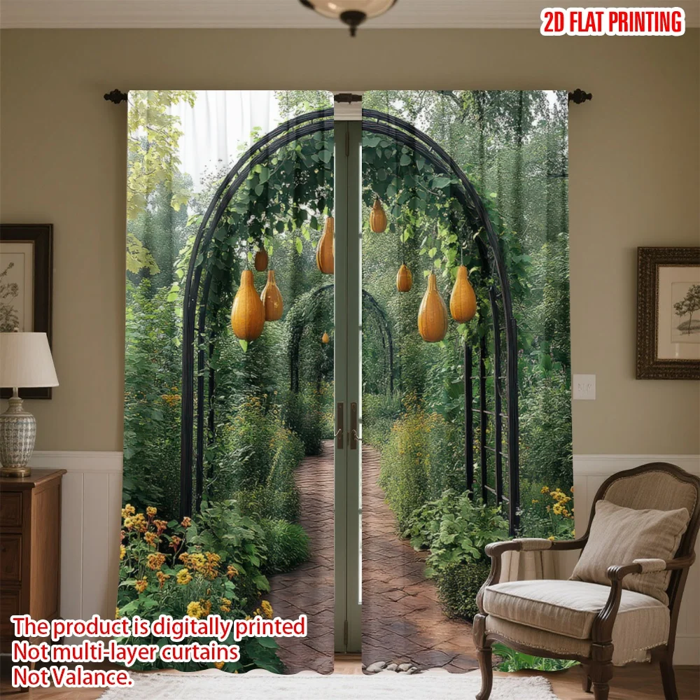 2D flat printing 2pcs Drapes Garden Path with Gourds Digital Printed Polyester Drapes Festive Wall Decor Use for Holiday Party
2D flat printing 2pcs Drapes Garden Path with Gourds Digital Printed Polyester Drapes Festive Wall Decor Use for Holiday Party