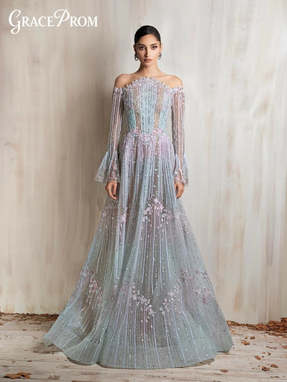 Romantic Pastel Sheer Off The Shoulder Evening Dress Sparkling Beading Sequins Party Dress Sleeve A Line Formal Gown For Women
Romantic Pastel Sheer Off The Shoulder Evening Dress Sparkling Beading Sequins Party Dress Sleeve A Line Formal Gown For Women