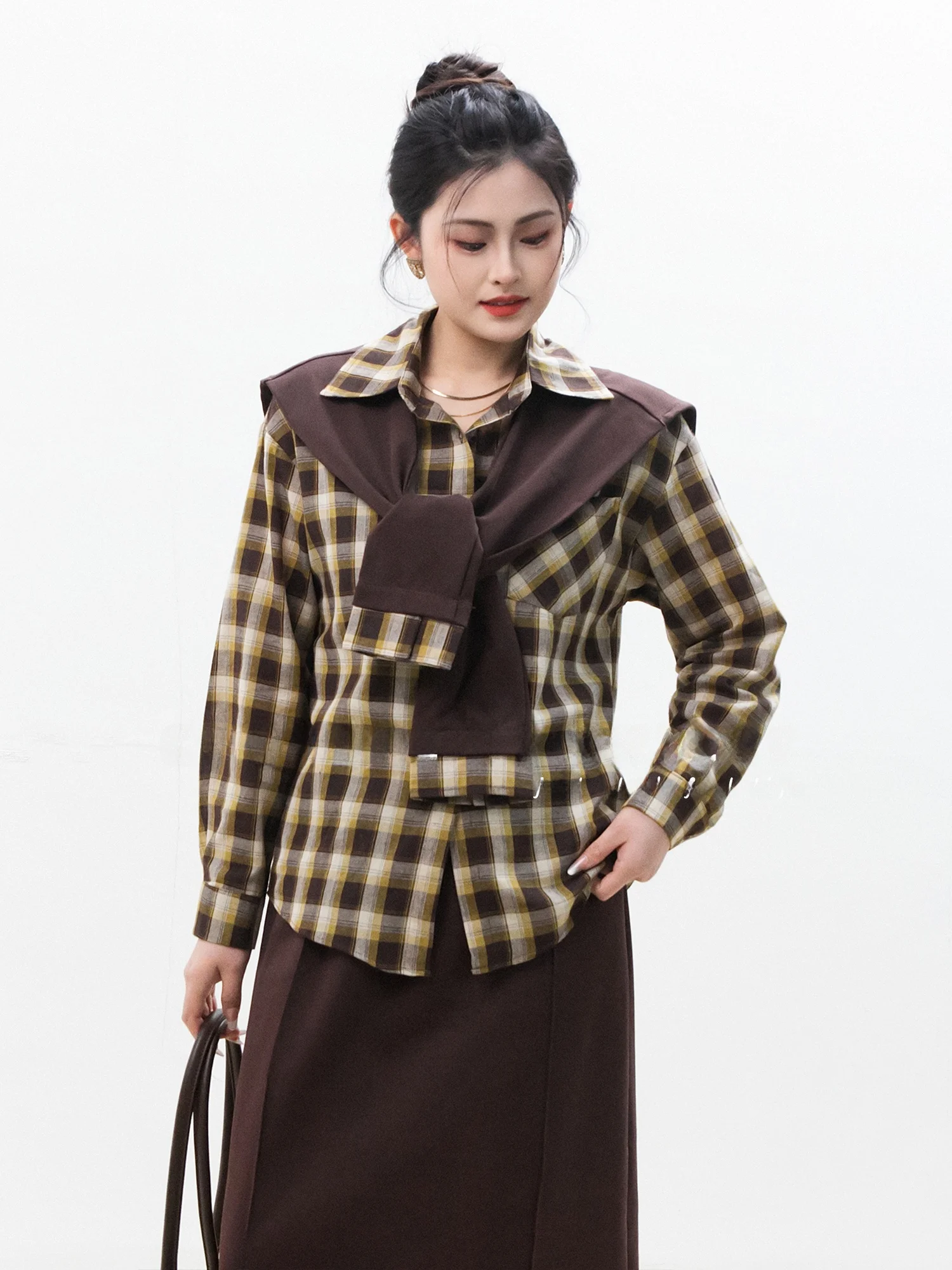 Chelzy Vintage Plaid irt Wrap Scarf f Skirt Set Women's Spring Autumn Commute Faion Casual Tee-piece Set
Chelzy Vintage Plaid irt Wrap Scarf f Skirt Set Women's Spring Autumn Commute Faion Casual Tee-piece Set