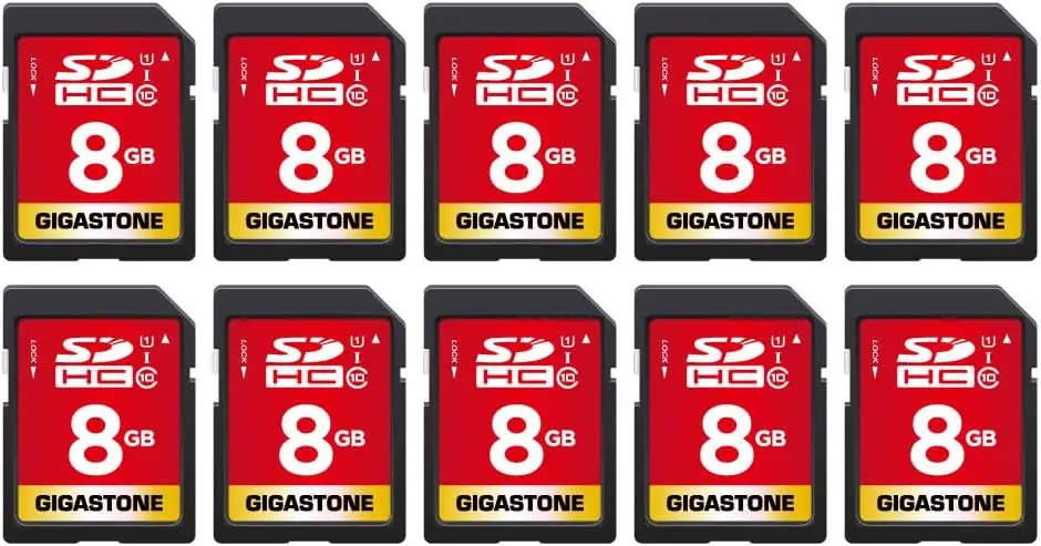 8GB SD Card 10-Pack UHS-I U1 Class 10 SDHC Memory Card for Full HD Video, with 10 Mini Cases
8GB SD Card 10-Pack UHS-I U1 Class 10 SDHC Memory Card for Full HD Video, with 10 Mini Cases