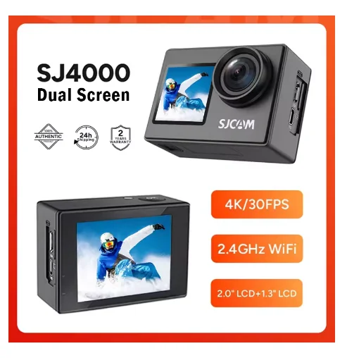SJCAM Dual Screen SJ4000 Helmet Camera 4K30FPS WiFi Ultra HD Waterproof 170° Wide-Angle Thumb Cam with Dual Display Action Camer
SJCAM Dual Screen SJ4000 Helmet Camera 4K30FPS WiFi Ultra HD Waterproof 170° Wide-Angle Thumb Cam with Dual Display Action Camer