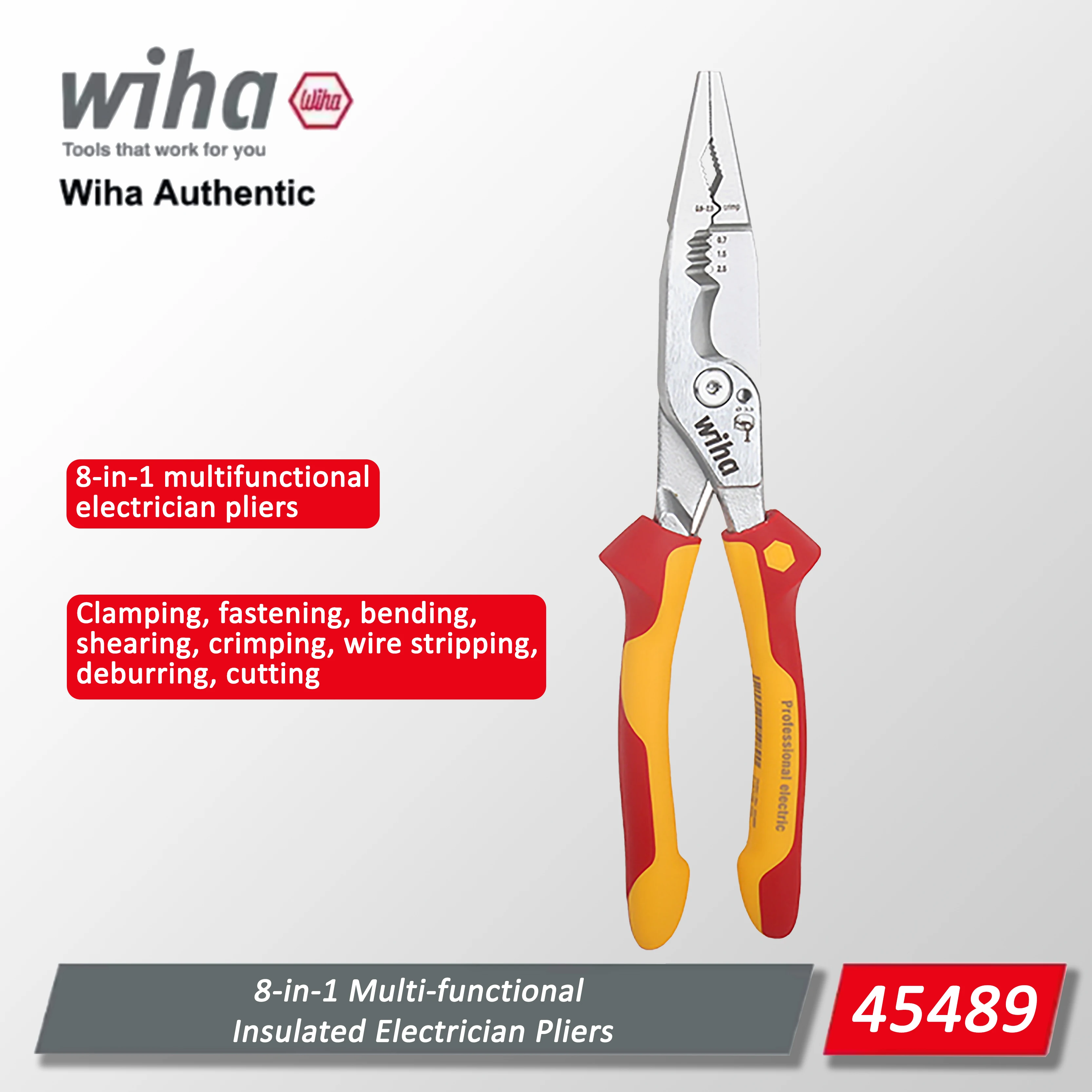 Многофункциональные плоскогубцы Wiha 8-в-1, инструмент для снятия электроизоляции, ручной инструмент для промышленного обслуживания 45489
Многофункциональные плоскогубцы Wiha 8-в-1, инструмент для снятия электроизоляции, ручной инструмент для промышленного обслуживания 45489