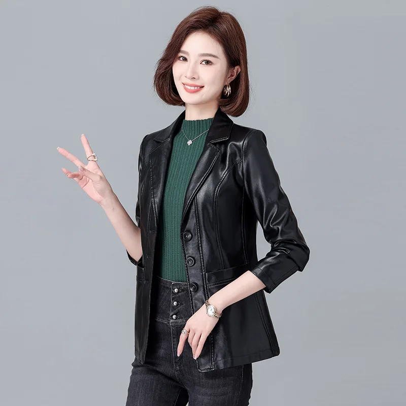 Spring and Autumn Style Leather Jacket Women's Coat Suit Casual and Versatile Commuting Leather Jacket
Spring and Autumn Style Leather Jacket Women's Coat Suit Casual and Versatile Commuting Leather Jacket