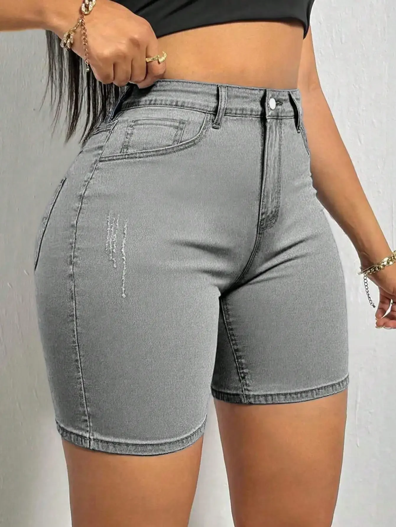 Women's Summer Casual Cat Whisker Decor Elastic Skinny Denim Shorts, Slim Fit, Suitable For Vacation, Beach, Concerts, Music Festivals, Creating A Denim Girl Look Black
Women's Summer Casual Cat Whisker Decor Elastic Skinny Denim Shorts, Slim Fit, Suitable For Vacation, Beach, Concerts, Music Festivals, Creating A Denim Girl Look Black