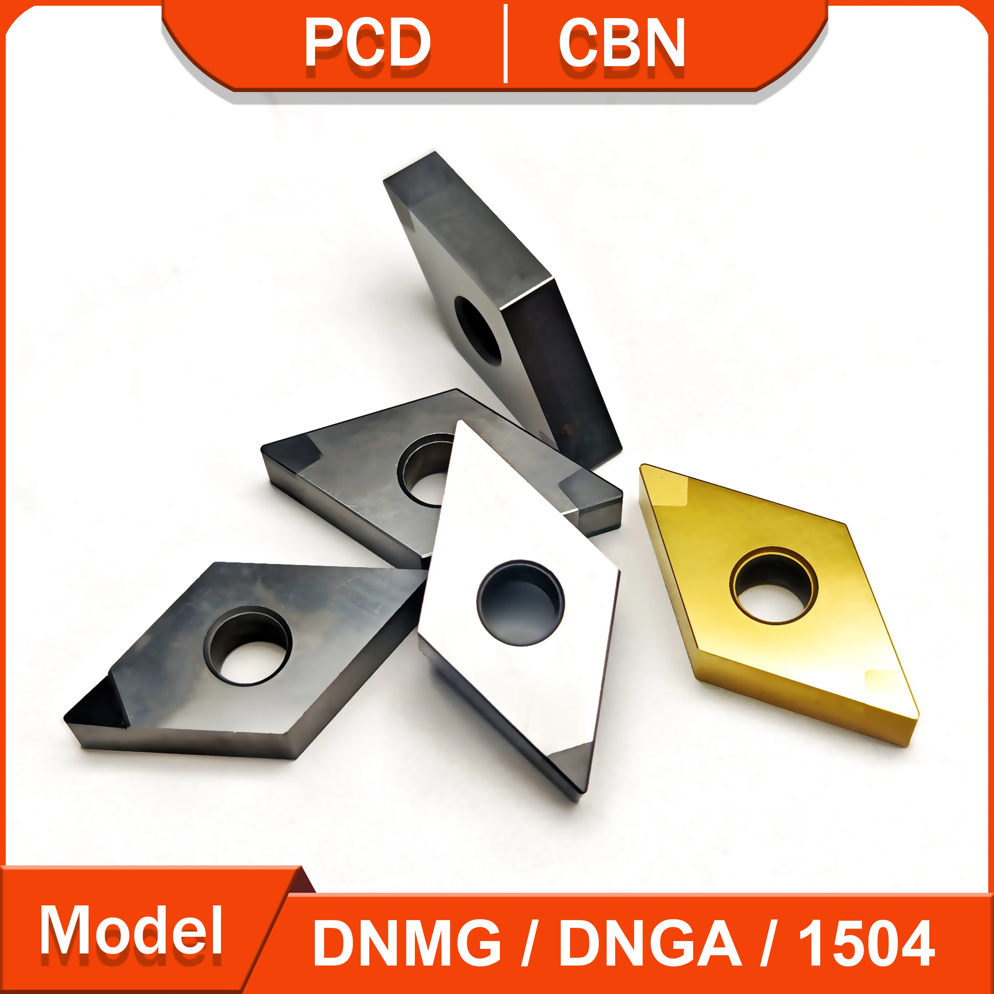 PCD tool DNGA DNMG 150402 04 08 12 is used for processing aluminum and copper, while CBN is used for hard steel.
PCD tool DNGA DNMG 150402 04 08 12 is used for processing aluminum and copper, while CBN is used for hard steel.
