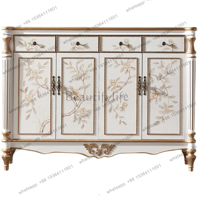 American solid wood porch cabinet integrated large capacity retro light luxury storage European painted furniture
American solid wood porch cabinet integrated large capacity retro light luxury storage European painted furniture