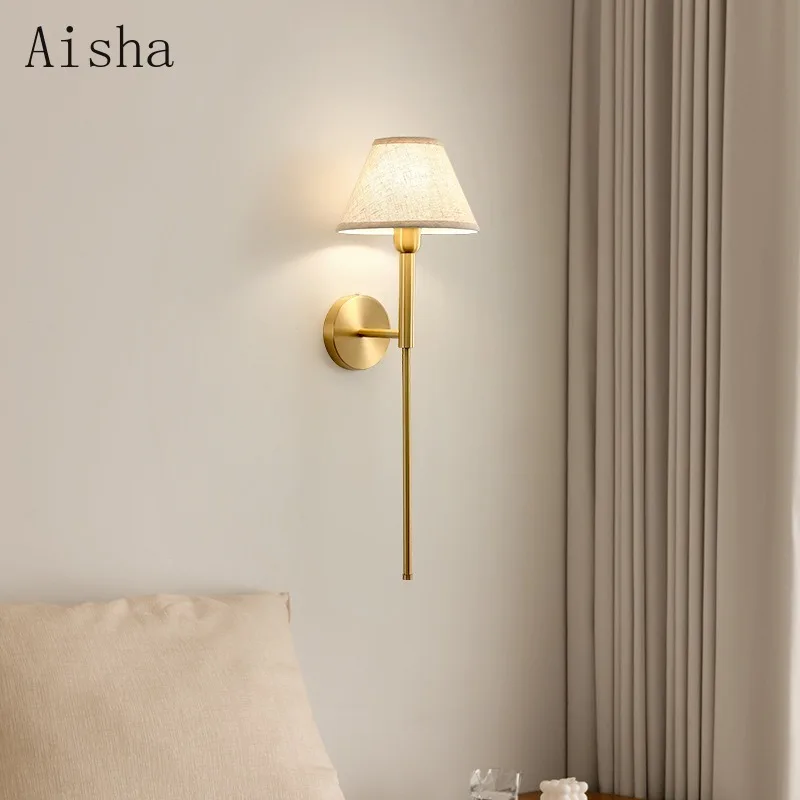American Copper Wall Lamp Retro Living Room Bedroom Bedside Wall Sconces for Hotel Engineering Fabric Lighting Fixture
American Copper Wall Lamp Retro Living Room Bedroom Bedside Wall Sconces for Hotel Engineering Fabric Lighting Fixture