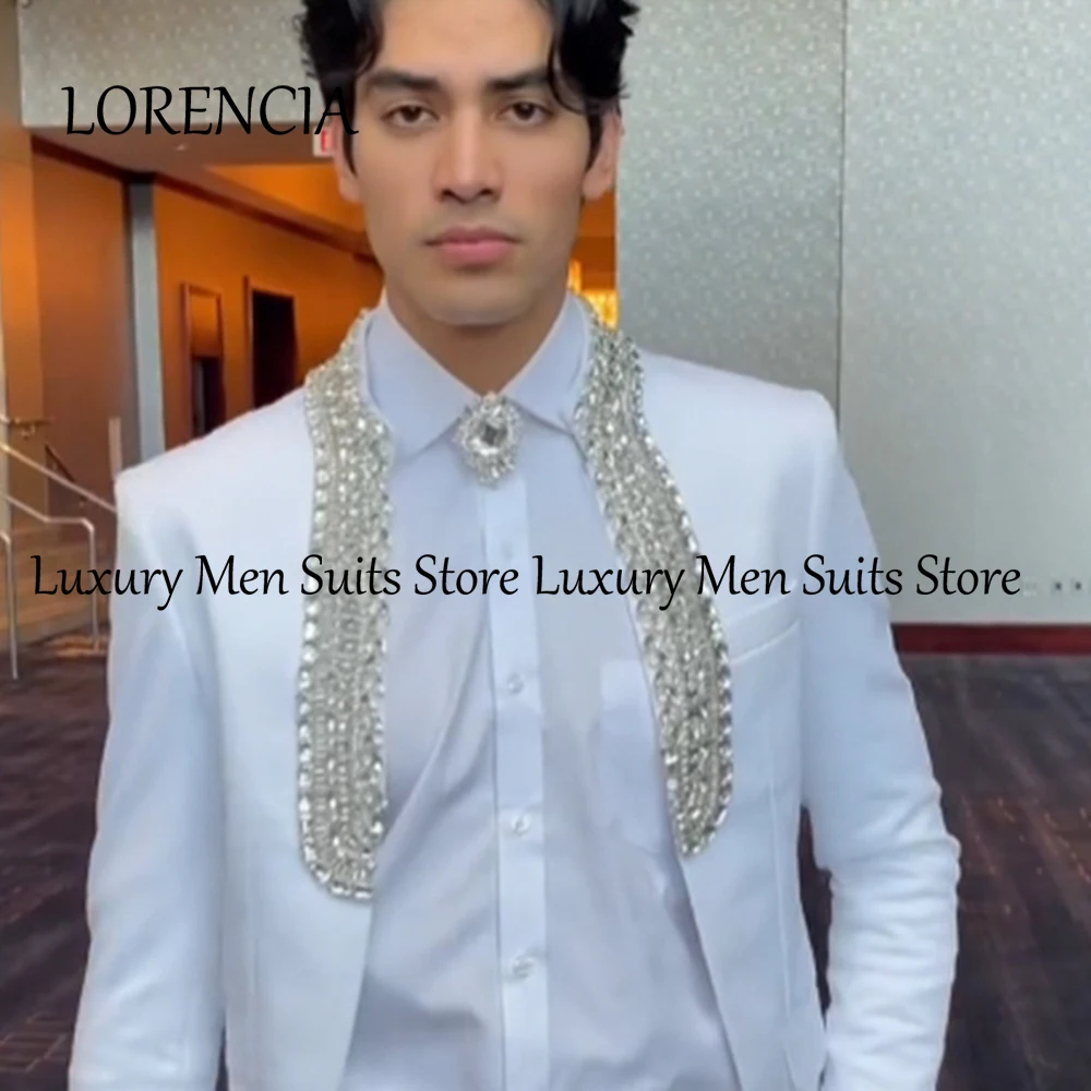 Sparkly Crystal Suit for Men 2 Pieces Shawl Collar Open Back Groom Tuxedos Wedding Customized Blazer Pants trajes para hombre
Sparkly Crystal Suit for Men 2 Pieces Shawl Collar Open Back Groom Tuxedos Wedding Customized Blazer Pants trajes para hombre