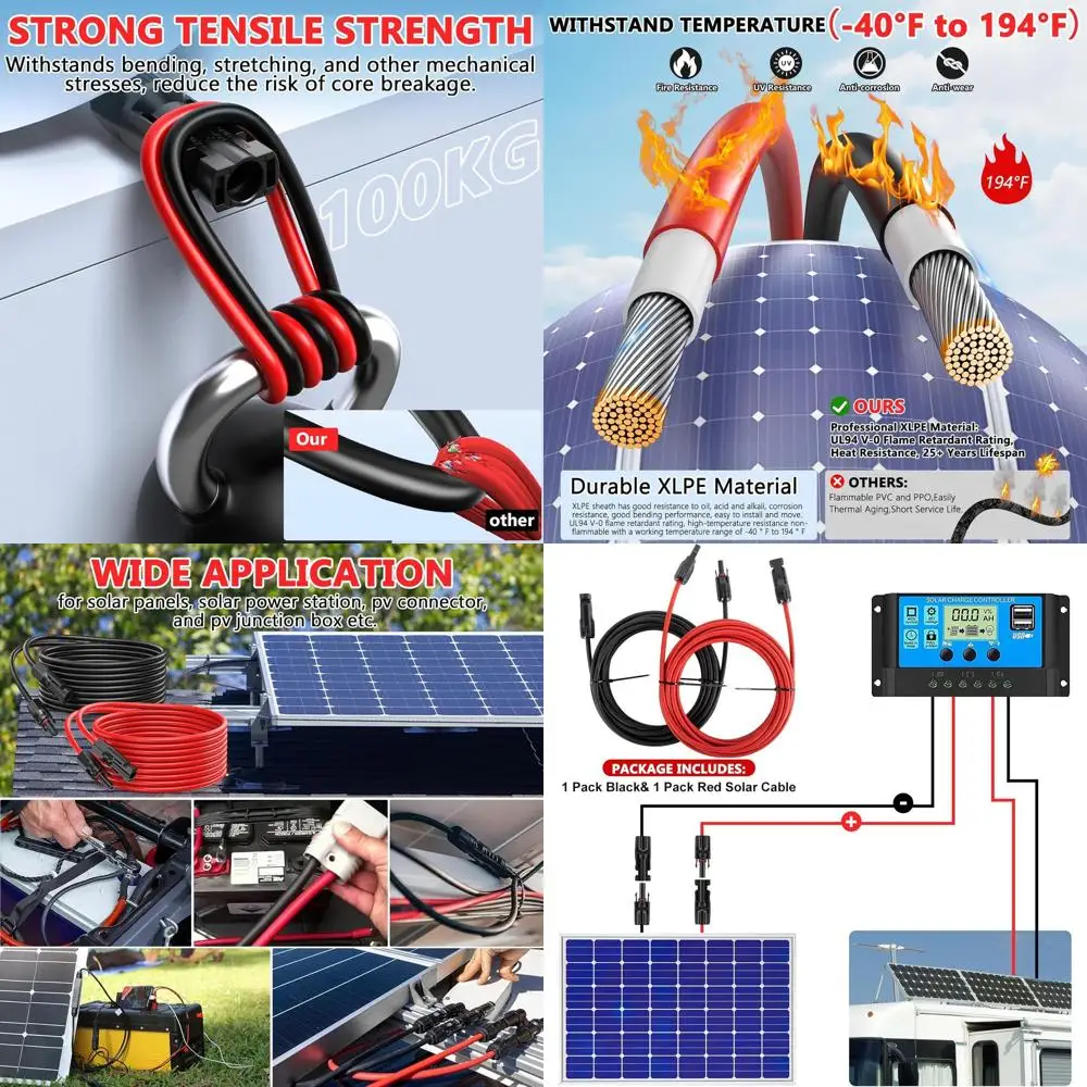 100ft Red and Black 12AWG Extension Cables for RV and Solar Systems with Waterproof Connectors
100ft Red and Black 12AWG Extension Cables for RV and Solar Systems with Waterproof Connectors