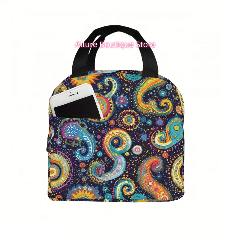 1pc Large Insulated Lunch Bag & Picnic Box - Waterproof Reusable Thermal Tote with Mediterranean Sea & Greek Key-like Print, Tur
1pc Large Insulated Lunch Bag & Picnic Box - Waterproof Reusable Thermal Tote with Mediterranean Sea & Greek Key-like Print, Tur