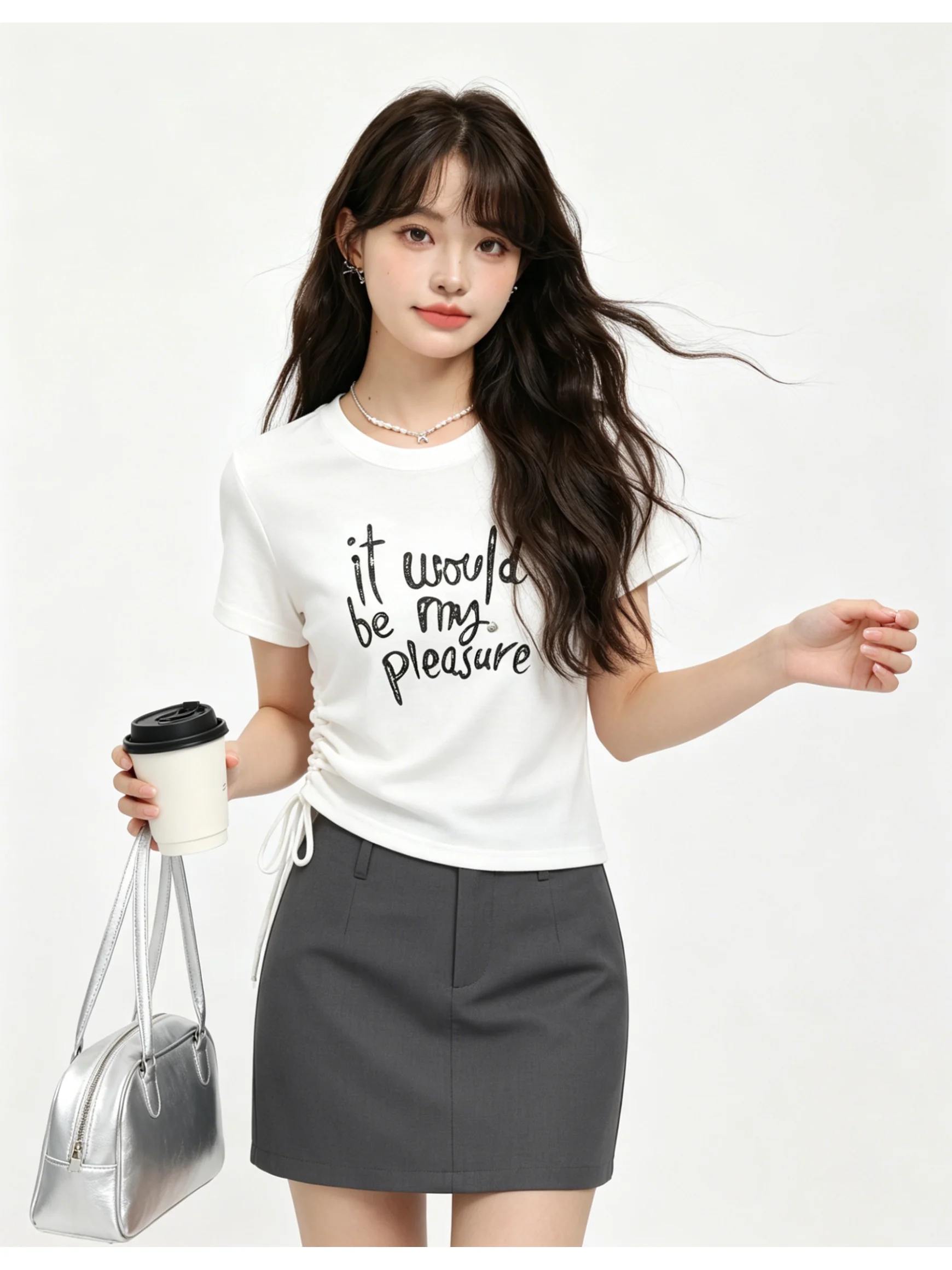 Casual Style Short Sleeve T-Shirt Letter Print Side Drawstring Versatile Slimming Top for Women Breathable Comfortable Summer...
Casual Style Short Sleeve T-Shirt Letter Print Side Drawstring Versatile Slimming Top for Women Breathable Comfortable Summer...