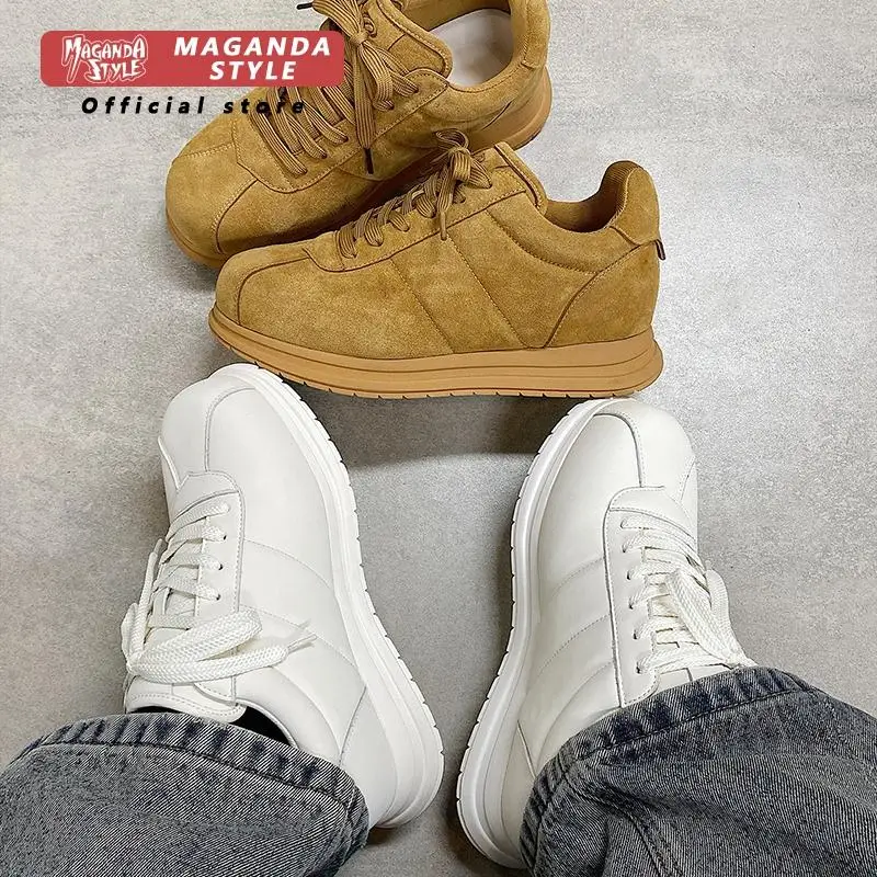 Real leather dad shoes for men's height increase white thick soled bread shoes sports and casual shoes all year round trend
Real leather dad shoes for men's height increase white thick soled bread shoes sports and casual shoes all year round trend