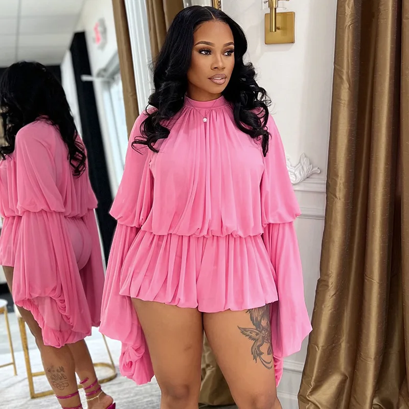 STYLISH LADY Elegant Ruched Bubble Romper 2026 Women Long Sleeve Mock Neck Loose Solid Color Party One Piece Shorts Jumpsuit
STYLISH LADY Elegant Ruched Bubble Romper 2026 Women Long Sleeve Mock Neck Loose Solid Color Party One Piece Shorts Jumpsuit
