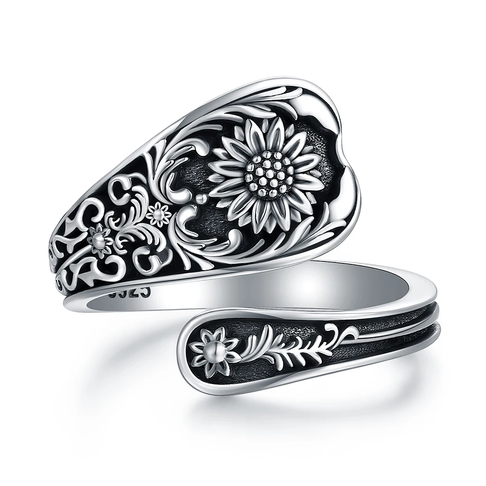 925 Sterling Silver Vintage Sunflower Spoon Adjustable Rings Victorian Jewelry Makes an Awesome Birthday Gift For Women Friends
925 Sterling Silver Vintage Sunflower Spoon Adjustable Rings Victorian Jewelry Makes an Awesome Birthday Gift For Women Friends