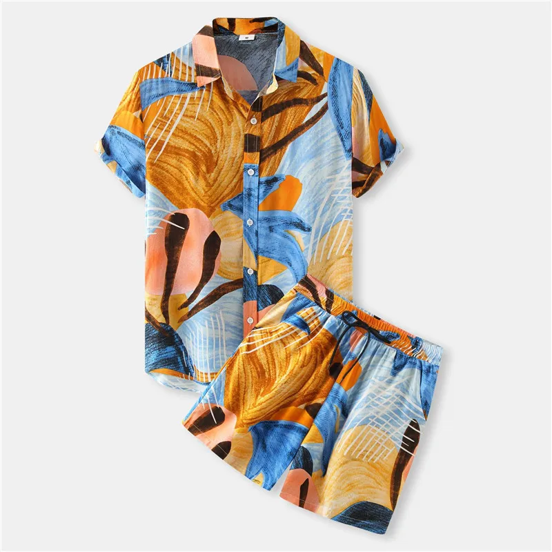 Casual Abstract Floral Pattern Short Sleeves Vacation Shirts + Shorts Set Hawaiian Shirt Drawstring Shorts Sets
Casual Abstract Floral Pattern Short Sleeves Vacation Shirts + Shorts Set Hawaiian Shirt Drawstring Shorts Sets