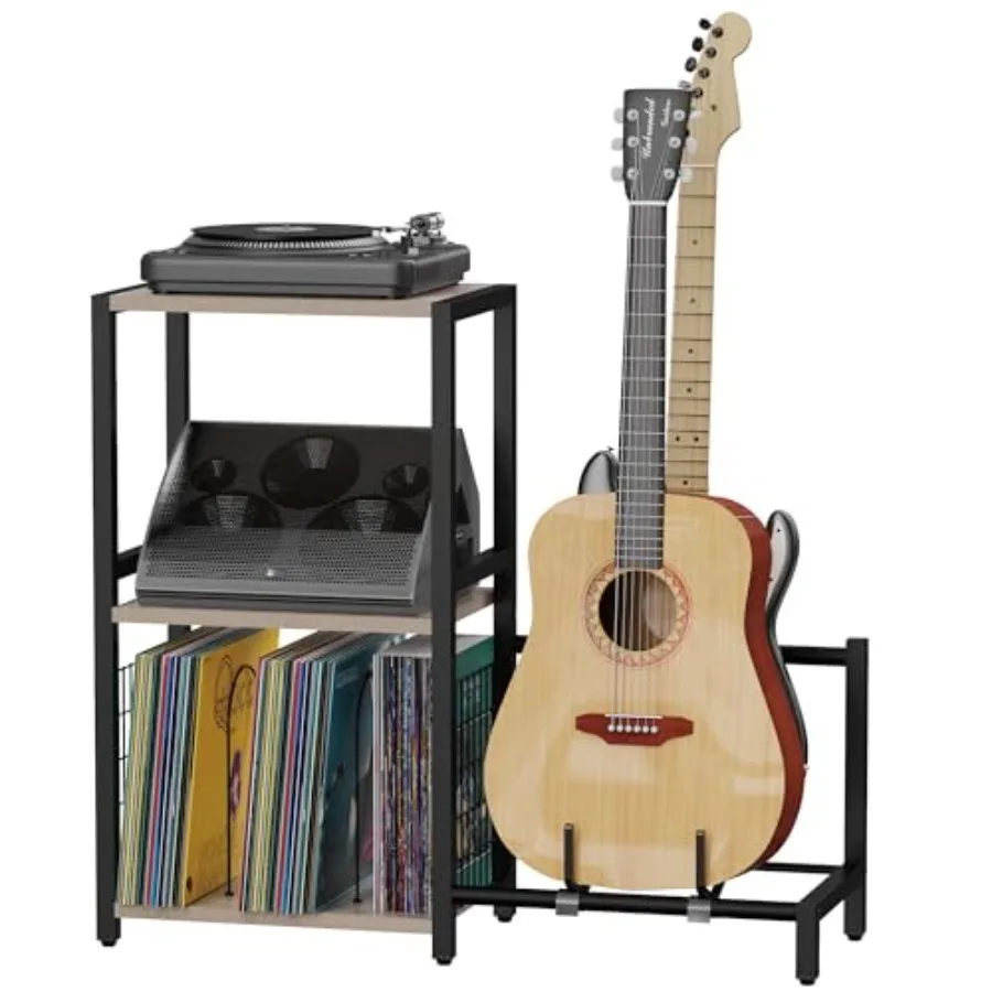 End Table with Guitar Stand Record Player Stand Vinyl Records Storage 2-Tier Guitar Stand for Acoustic Turntable Stand for Musi
End Table with Guitar Stand Record Player Stand Vinyl Records Storage 2-Tier Guitar Stand for Acoustic Turntable Stand for Musi
