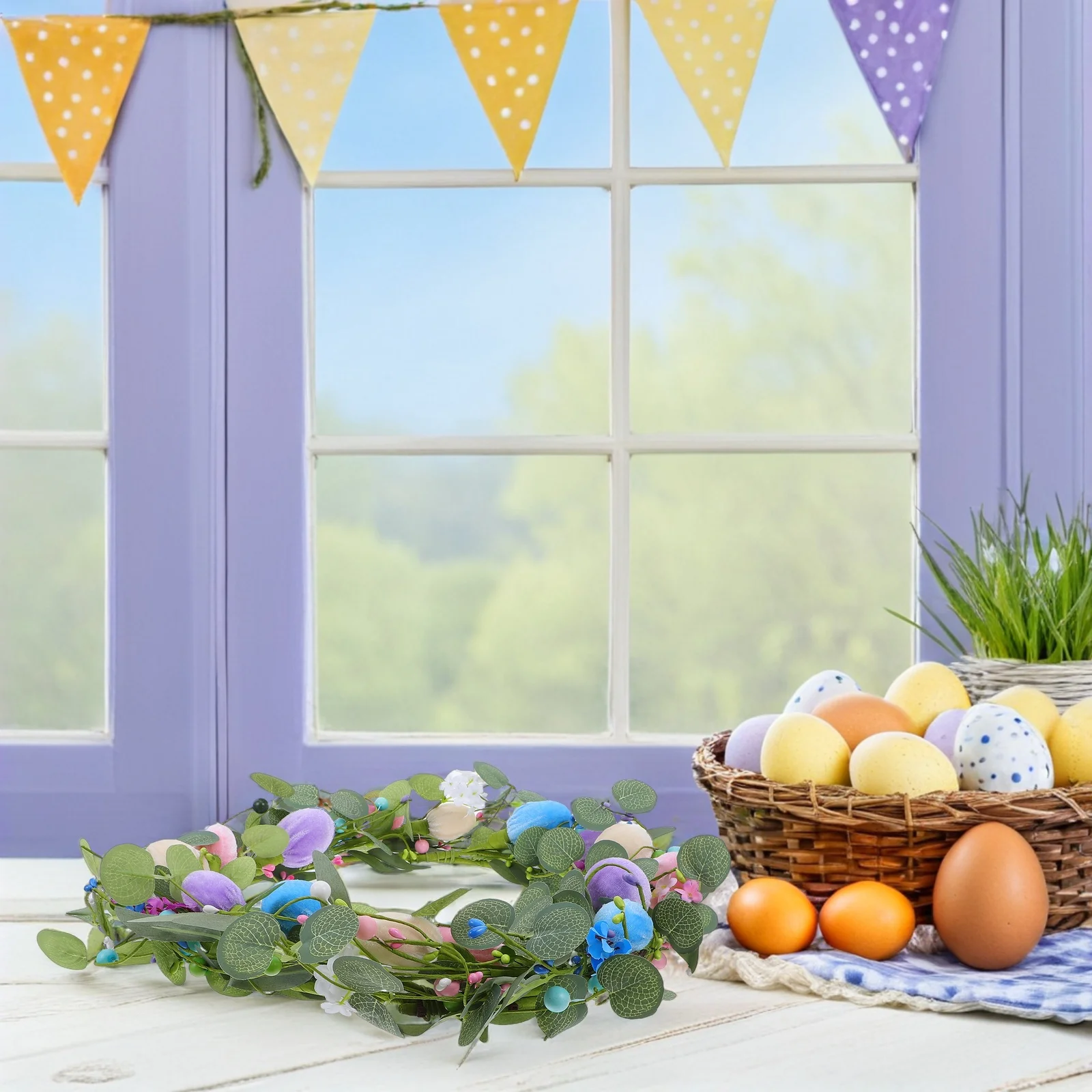 Artificial Easter Wreath Foam Pastel Egg Eucalyptus Spring Flower Door Garland Seasonal Farmhouse Front Door Decor
Artificial Easter Wreath Foam Pastel Egg Eucalyptus Spring Flower Door Garland Seasonal Farmhouse Front Door Decor
