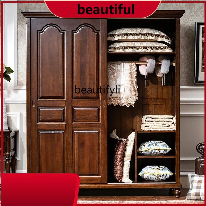 Simple American all-solid wood push door wardrobe sliding door bedroom storage storage furniture home H
Simple American all-solid wood push door wardrobe sliding door bedroom storage storage furniture home H