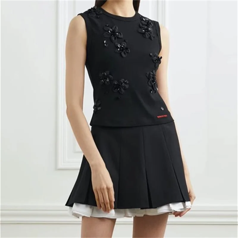 T-shirts 2024 Summer New 3D Flower Decoration Sleeveless Top round neck pullover y2k crop top Tank Top Elastic knitted Slim Vest
T-shirts 2024 Summer New 3D Flower Decoration Sleeveless Top round neck pullover y2k crop top Tank Top Elastic knitted Slim Vest