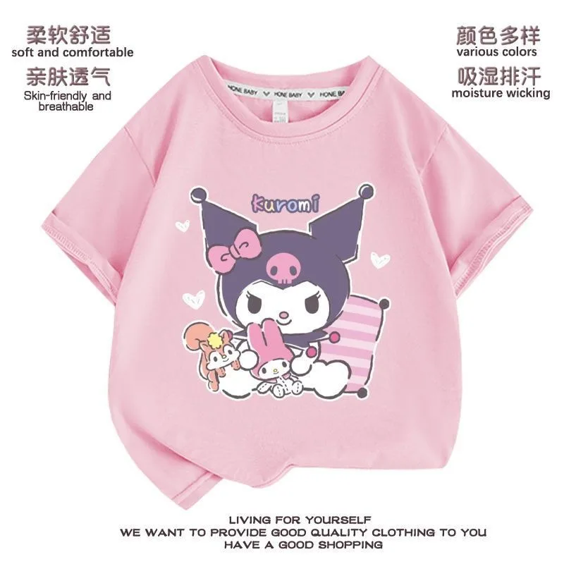 Kuromi Anime Kawaii Sanrio Ins Fashion Short Sleeve T-shirt Summer Cute Cartoon Cotton Baby Hoodie Clothes Gifts for Kids
Kuromi Anime Kawaii Sanrio Ins Fashion Short Sleeve T-shirt Summer Cute Cartoon Cotton Baby Hoodie Clothes Gifts for Kids