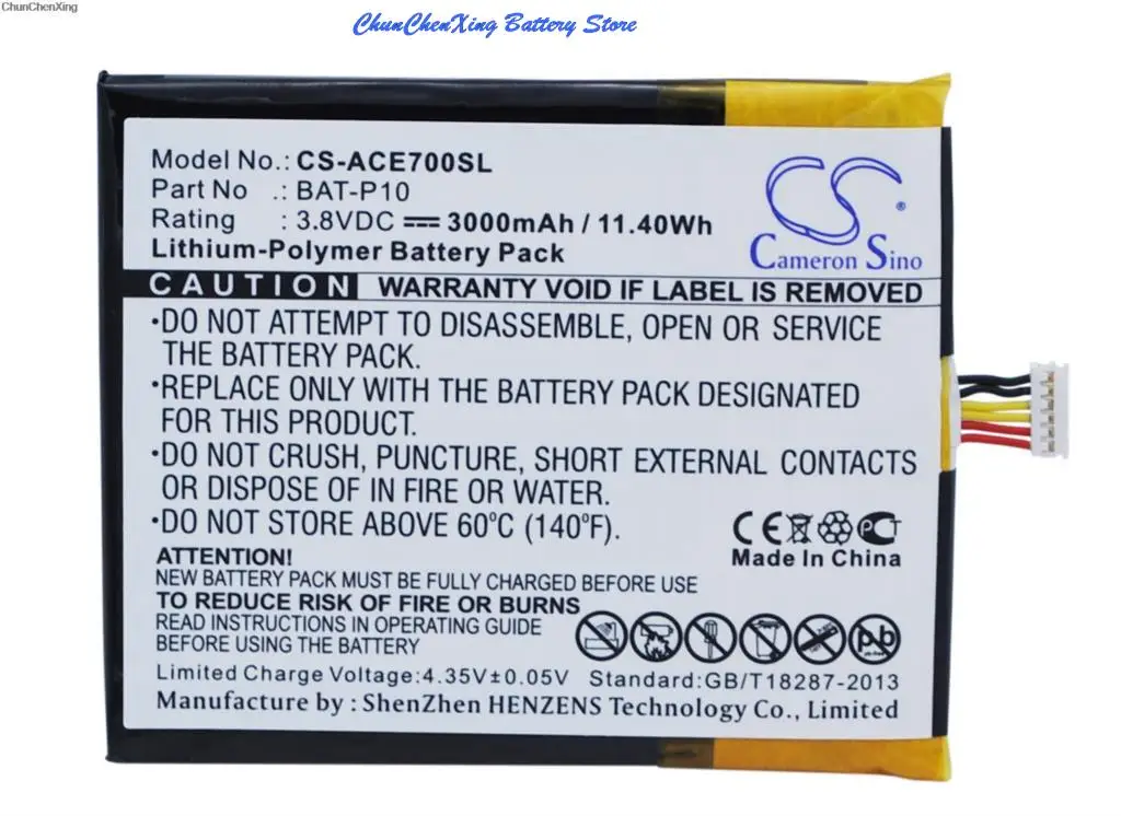 Cameron Sino 3000mAh Battery BAT-P10 for Acer E39, Liquid E700, Liquid E700 Triple
Cameron Sino 3000mAh Battery BAT-P10 for Acer E39, Liquid E700, Liquid E700 Triple