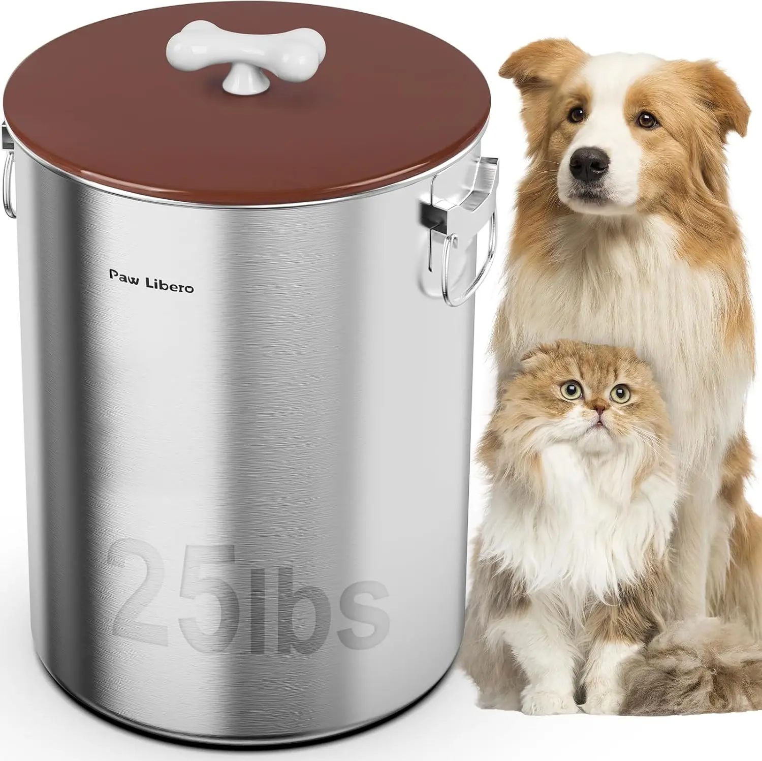 25 Lbs Stainless Steel Dog Food Storage Container with Airtight Lid & Ceramic Bone Handle, Large Metal Pet Food Bin for Dogs & Cats, Keep Fresh, Easy to Clean
25 Lbs Stainless Steel Dog Food Storage Container with Airtight Lid & Ceramic Bone Handle, Large Metal Pet Food Bin for Dogs & Cats, Keep Fresh, Easy to Clean