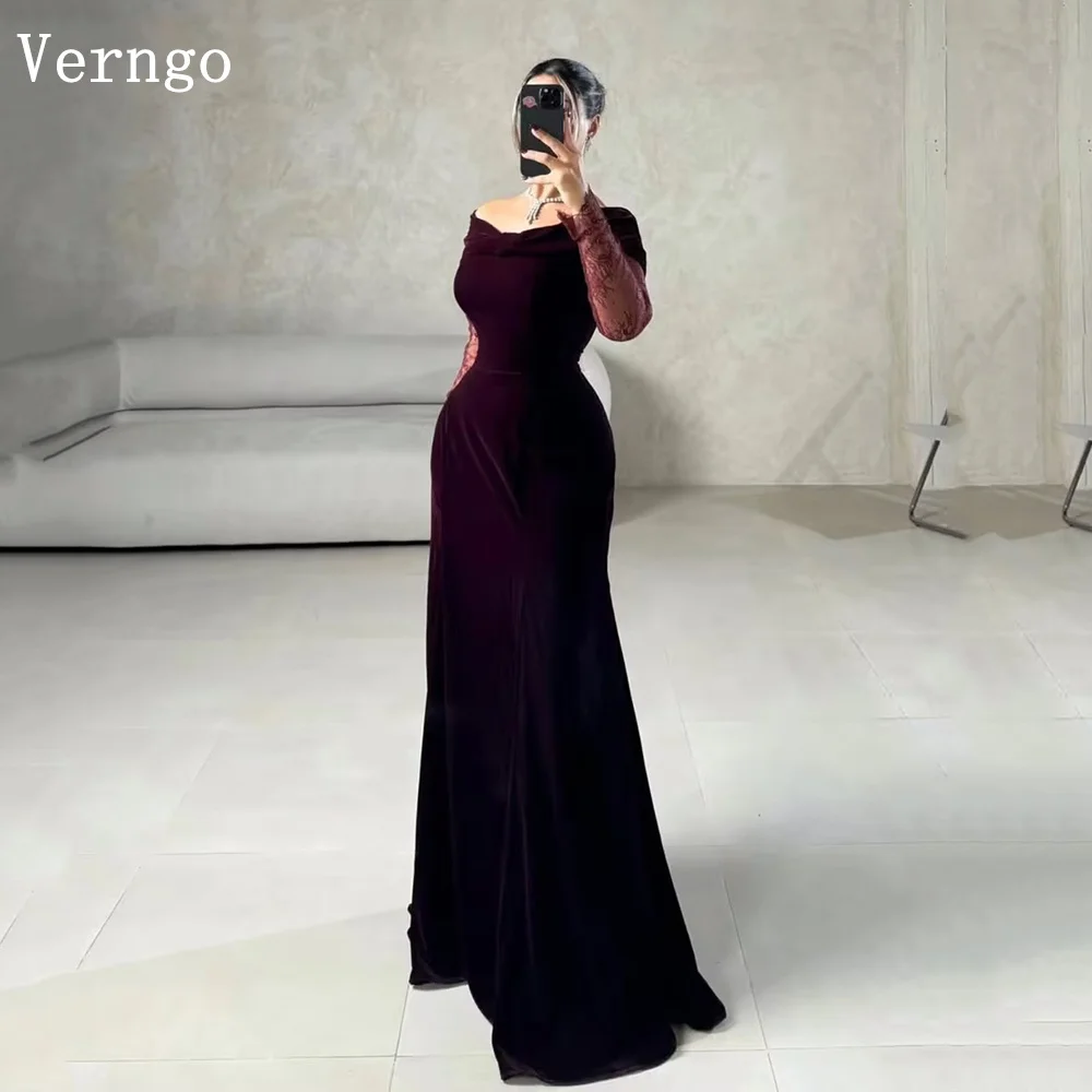 Verngo Burgundy Velvet Evening Dress Off The Shoulder Full Sleeves Lace Prom Gowns A Line Maxi Formal Occasion Dress Customized
Verngo Burgundy Velvet Evening Dress Off The Shoulder Full Sleeves Lace Prom Gowns A Line Maxi Formal Occasion Dress Customized
