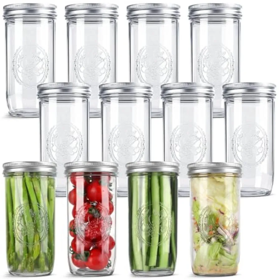 Mason Jars 24 oz Wide Mouth with Measurement Marks 12Pack Glass Canning Jars with Airtight Leakproof Lids and Bands BPA-Free fo
Mason Jars 24 oz Wide Mouth with Measurement Marks 12Pack Glass Canning Jars with Airtight Leakproof Lids and Bands BPA-Free fo