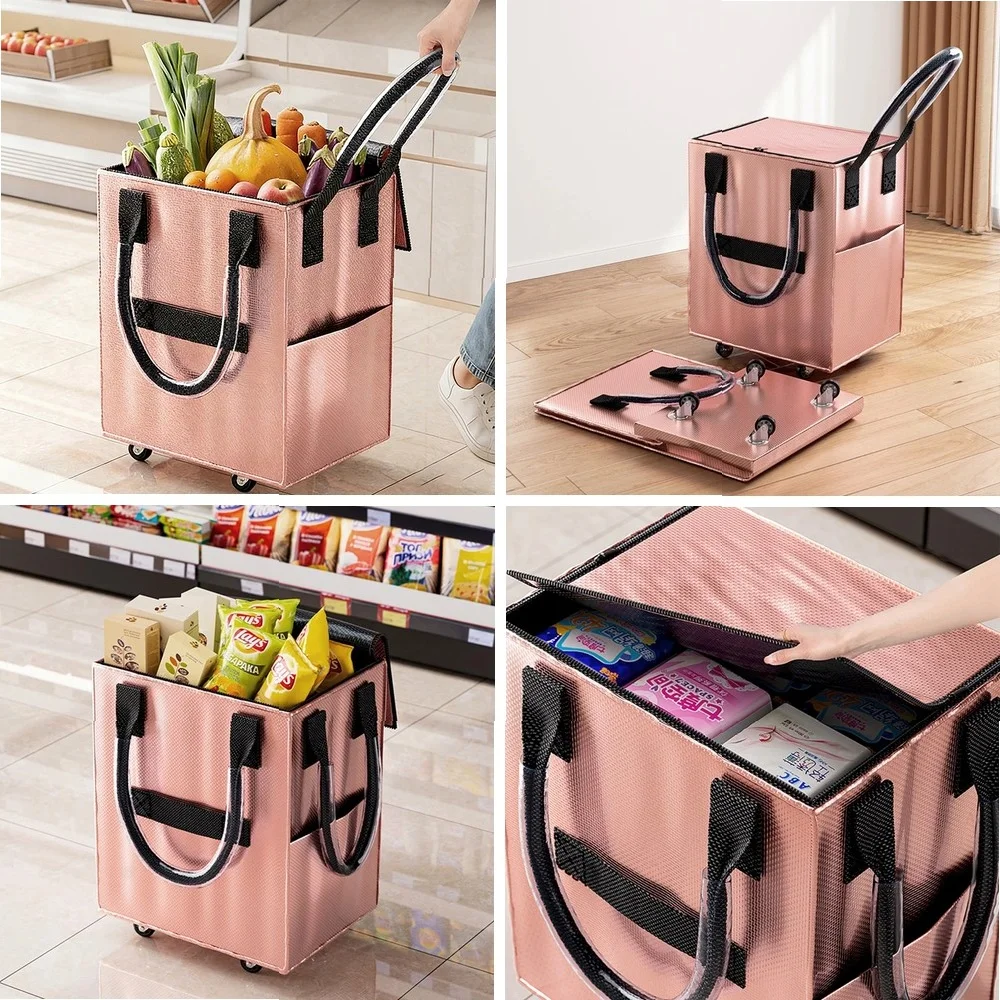 Foldable Reusable Grocery Shopping Bag with Wheels, Eco-Friendly Rolling Tote for Travel, Portable Handheld Storage Bag
Foldable Reusable Grocery Shopping Bag with Wheels, Eco-Friendly Rolling Tote for Travel, Portable Handheld Storage Bag