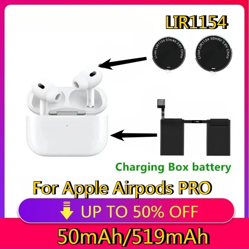New LIR1154 3.6V Replace Battery For Apple Airpods PRO A2084 A2083 A2190 airpods pro air pods pro Replacement Batteries Batteria
New LIR1154 3.6V Replace Battery For Apple Airpods PRO A2084 A2083 A2190 airpods pro air pods pro Replacement Batteries Batteria