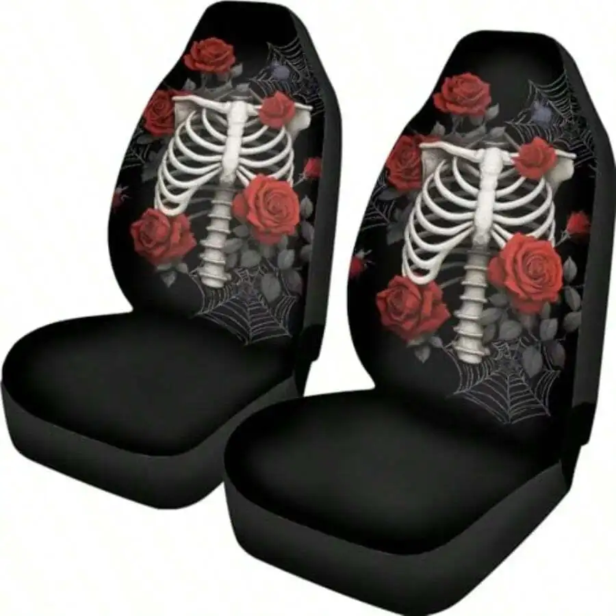Front Car Seat Covers With Skull And Rose Print Spider Web Design Cloth Universal Fit
Front Car Seat Covers With Skull And Rose Print Spider Web Design Cloth Universal Fit