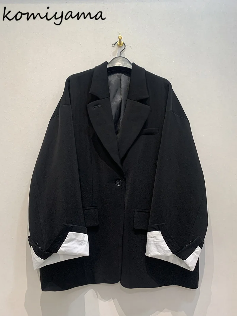 Костюм с воротником и длинными рукавами, куртка Chaquetas De Mujer, осенние куртки на одной пуговице, свободная верхняя одежда, японская женская одежда 
Костюм с воротником и длинными рукавами, куртка Chaquetas De Mujer, осенние куртки на одной пуговице, свободная верхняя одежда, японская женская одежда
