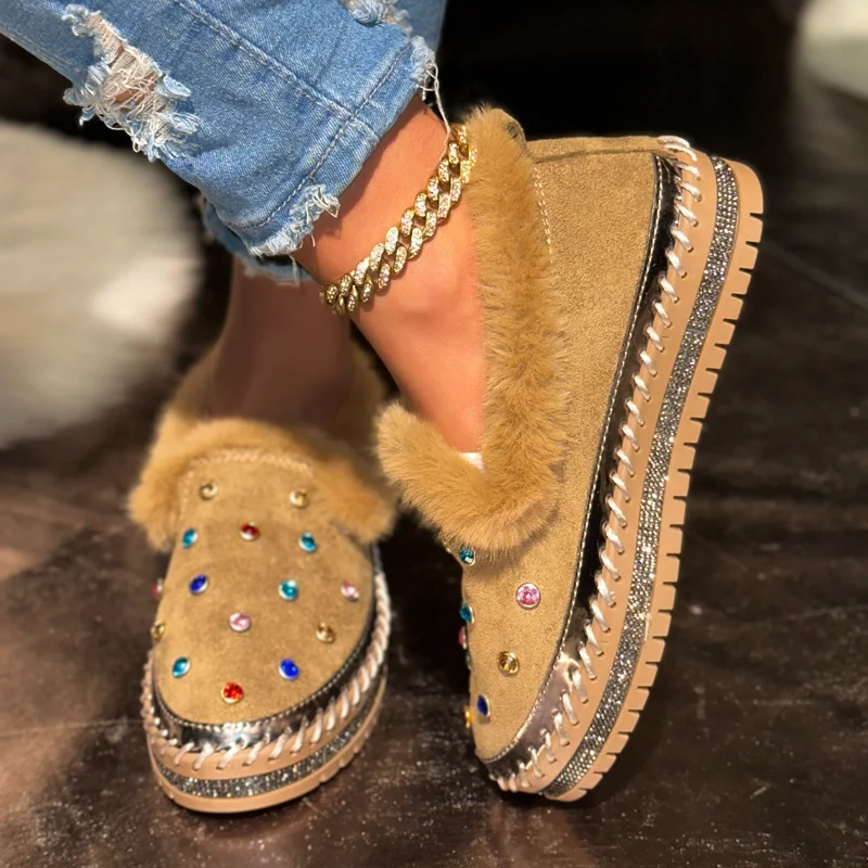 Красочные плюшевые лоферы со стразами, женские туфли на плоской подошве, роскошные зимние туфли с заклепками и ручной строчкой, женская обувь без шнуровки на платформе со стразами
Красочные плюшевые лоферы со стразами, женские туфли на плоской подошве, роскошные зимние туфли с заклепками и ручной строчкой, женская обувь без шнуровки на платформе со стразами