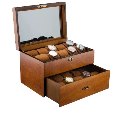 Vintage Solid Wood Rectangle Watch Box Double-Layer Multi-Grid Suede Lining Mirror Shock Resistant Exquisite Lock Dust Proof
Vintage Solid Wood Rectangle Watch Box Double-Layer Multi-Grid Suede Lining Mirror Shock Resistant Exquisite Lock Dust Proof