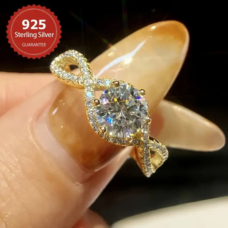 AINUOSHI New D1.00CT Moissanite Sparkling Ring for Women S925 Sterling Real Silver Twist Shank Rings Couple Wedding Jewelry Gift 
AINUOSHI New D1.00CT Moissanite Sparkling Ring for Women S925 Sterling Real Silver Twist Shank Rings Couple Wedding Jewelry Gift