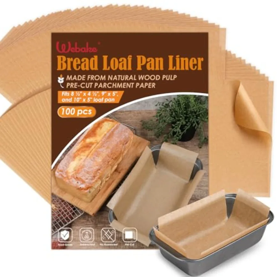 Unbleached Parchment Paper Loaf Pan Liners for Baking Bread 9x5, 1lb 1.5lb 2lb, Original Precut, Non Toxic 100 Pcs Baking Paper
Unbleached Parchment Paper Loaf Pan Liners for Baking Bread 9x5, 1lb 1.5lb 2lb, Original Precut, Non Toxic 100 Pcs Baking Paper