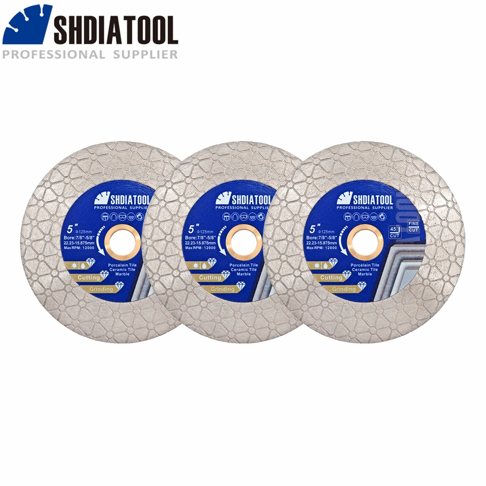 SHDIATOOL 3pcs Triangle Double Sided Diamond Cutting Disc Hot Pressed 125mm Grinding Wheel Angle Grinder Edge Saw Blade Ceramic
SHDIATOOL 3pcs Triangle Double Sided Diamond Cutting Disc Hot Pressed 125mm Grinding Wheel Angle Grinder Edge Saw Blade Ceramic
