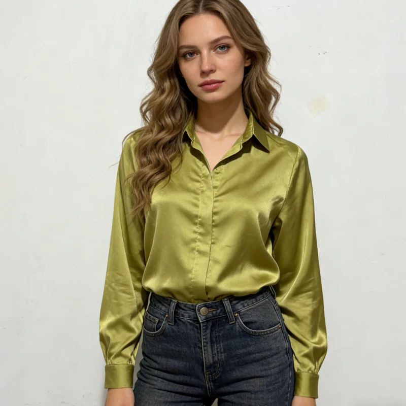2026 New Vintage Turn Down Collar Women Long Sleeve Shirt Fashion Solid Color Casual Top Office Lady Elegant Green Blouse
2026 New Vintage Turn Down Collar Women Long Sleeve Shirt Fashion Solid Color Casual Top Office Lady Elegant Green Blouse