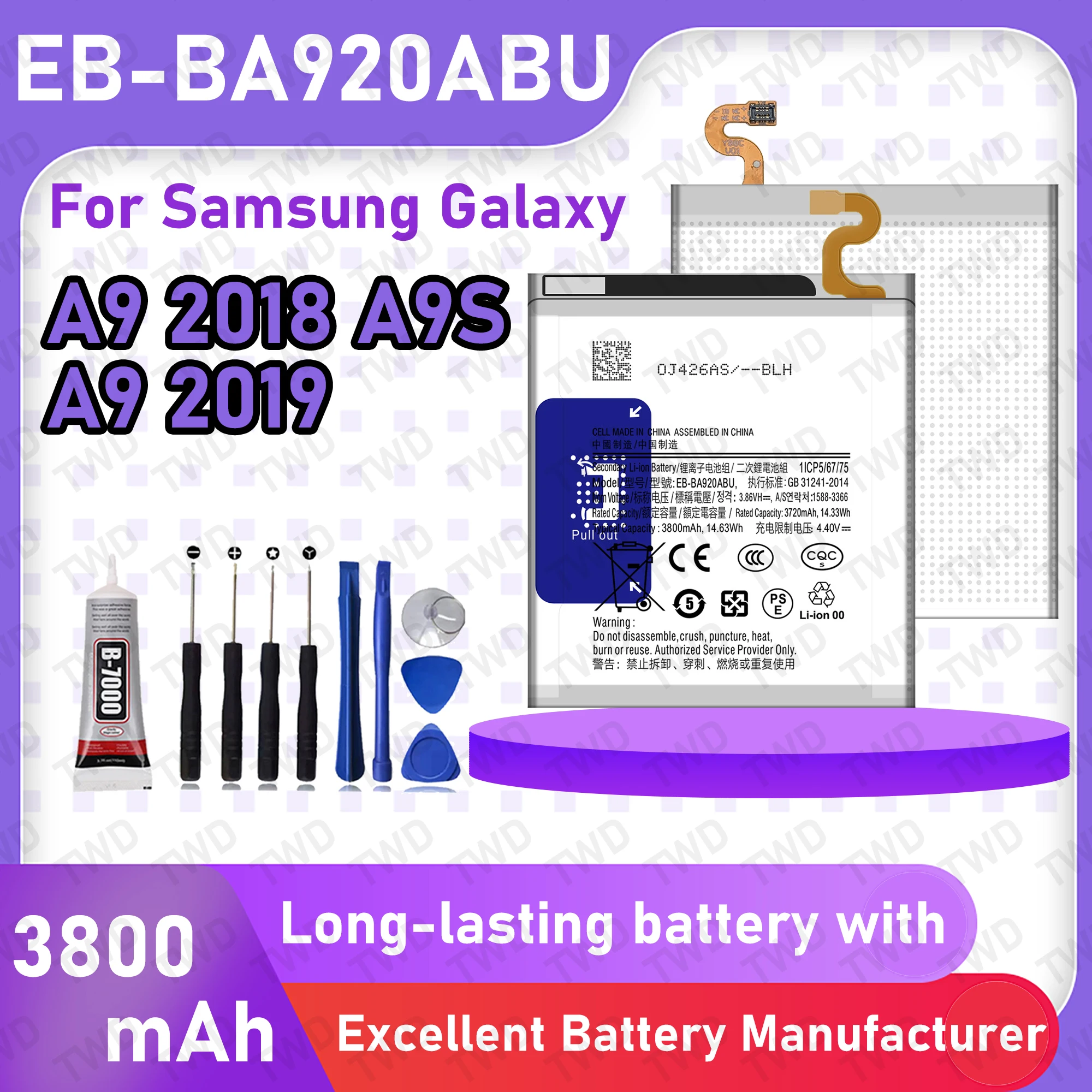 EB-BA920ABU Large capacity Battery For Samsung Galaxy A9 2018/SM-A920F/A9S/A9 2019 Batteries New High Quanlity+Free Tools
EB-BA920ABU Large capacity Battery For Samsung Galaxy A9 2018/SM-A920F/A9S/A9 2019 Batteries New High Quanlity+Free Tools