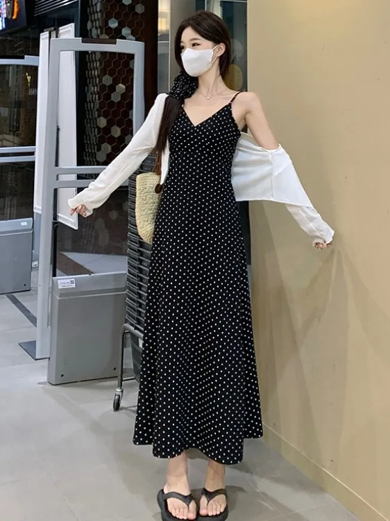 plus Size Black Polka Dot Belted A-Line Dress Slimming Summer Long Short Skirt Women's Fashion Set Casual Breathable V-Neck D...
plus Size Black Polka Dot Belted A-Line Dress Slimming Summer Long Short Skirt Women's Fashion Set Casual Breathable V-Neck D...