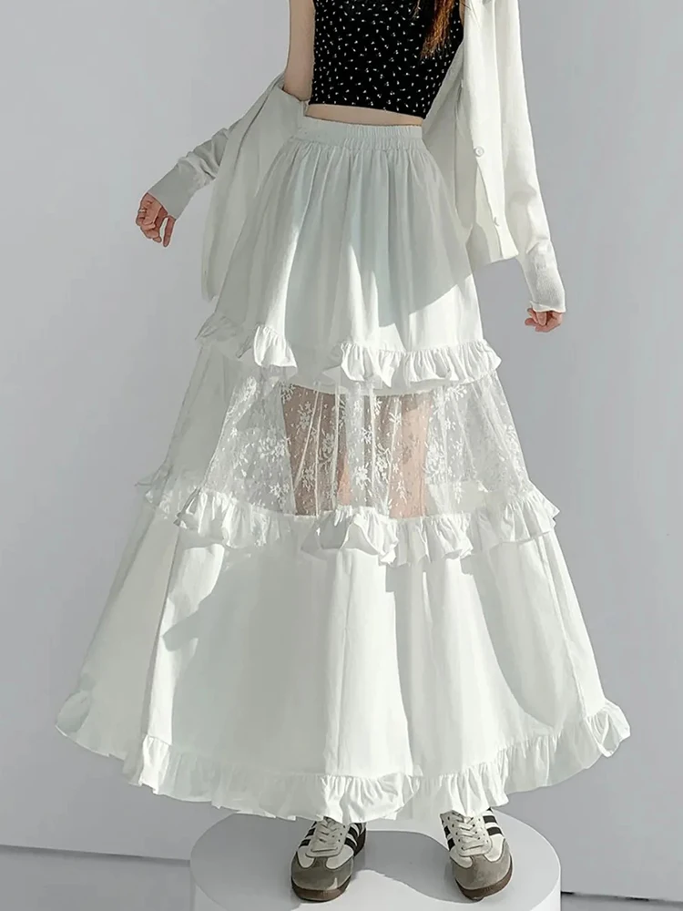 Lace Patchwork Sweet Long Skirts Women Sexy See Through Hollow Out Cute Skirt Summer High Waist Fashion Female Elegant Skirt New
Lace Patchwork Sweet Long Skirts Women Sexy See Through Hollow Out Cute Skirt Summer High Waist Fashion Female Elegant Skirt New